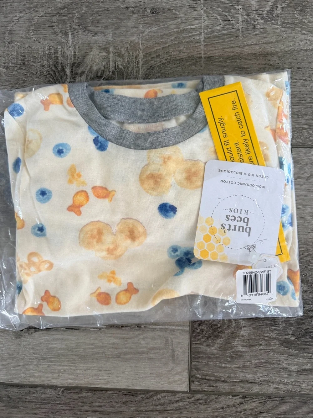 Burt's Bees Baby Cream Top with Yellow & Blue Print - long Sleeve